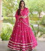 Rani Georgette Readymade Navratri Lehenga Choli with Bandhej & Embroidery Work