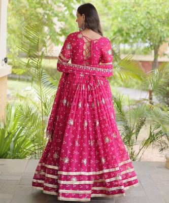 Rani Georgette Readymade Navratri Lehenga Choli with Bandhej & Embroidery Work 4