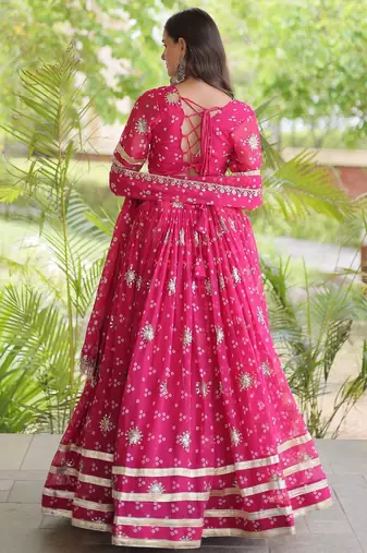 Rani Georgette Readymade Navratri Lehenga Choli with Bandhej & Embroidery Work