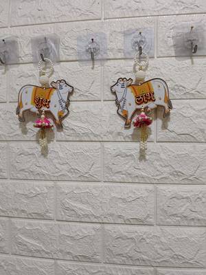 handmade cow jhumki shubh labh hanging for decoration hanging (pack of 2) 1