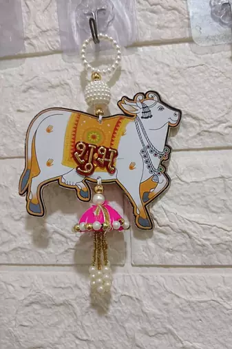 handmade cow jhumki shubh labh hanging for decoration hanging (pack of 2)