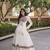 White Cotton Readymade Navratri Lehenga Choli with Gamthi Thread & Mirror Work