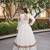 White Cotton Readymade Navratri Lehenga Choli with Gamthi Thread & Mirror Work