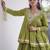 Green Cotton Readymade Navratri Lehenga Choli with Zari & Mirror lace Work