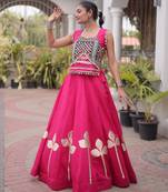 Rani Silk Blend Readymade Navratri Lehenga Choli with Mirror & Gamthi Embroidery Work