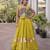 Olive Silk Blend Readymade Navratri Lehenga Choli with Mirror & Gamthi Embroidery Work