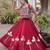 Red Silk Blend Readymade Navratri Lehenga Choli with Mirror & Gamthi Embroidery Work