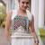 White Silk Blend Readymade Navratri Lehenga Choli with Mirror & Gamthi Embroidery Work