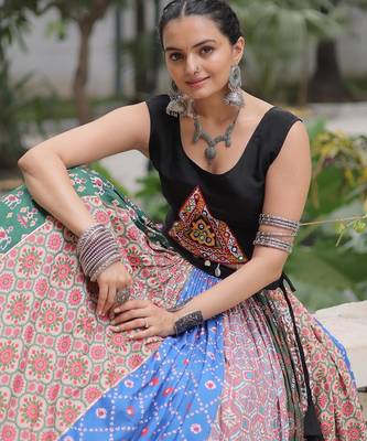 Multi Cotton Readymade Navratri Lehenga Choli with Kutchi Gamthi Mirrorwork 2