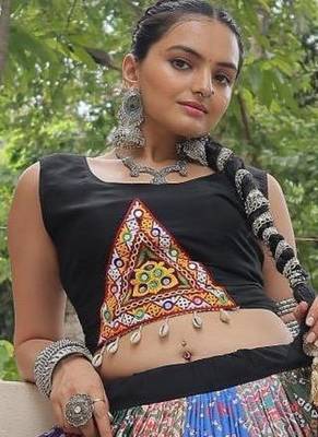 Multi Cotton Readymade Navratri Lehenga Choli with Kutchi Gamthi Mirrorwork 4