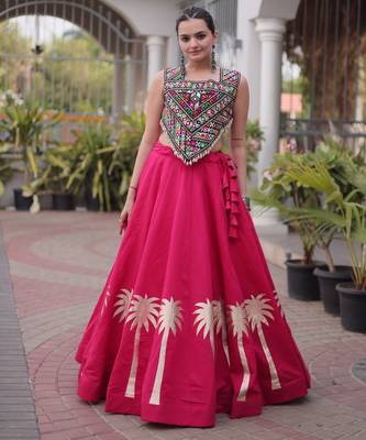 Rani Silk Blend Readymade Navratri Lehenga Choli with Kutchi Gamthi Work 1