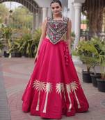Rani Silk Blend Readymade Navratri Lehenga Choli with Kutchi Gamthi Work