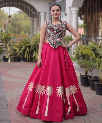 Rani Silk Blend Readymade Navratri Lehenga Choli with Kutchi Gamthi Work 3