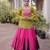 Olive&Pink Rayon Readymade Navratri Lehenga Choli with Kutchi Gamthi Work