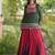 Green&Red Rayon Readymade Navratri Lehenga Choli with Kutchi Gamthi Work