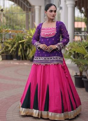 Rani&Violet Rayon Readymade Navratri Lehenga Choli with Kutchi Gamthi Work 1