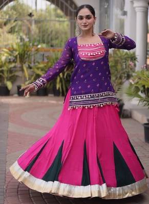 Rani&Violet Rayon Readymade Navratri Lehenga Choli with Kutchi Gamthi Work 2