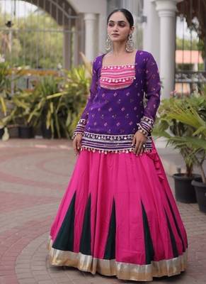 Rani&Violet Rayon Readymade Navratri Lehenga Choli with Kutchi Gamthi Work 3