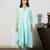 Aqua blue chanderi a-line kurta set with sequin and threadwork embroidery, stitched
