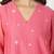 Coral chanderi a-line kurta set with sequin and threadwork embroidery, stitched