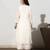 Off-white a-line kali kurta set with threadwork embroidery, stitched