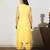 Yellow chanderi kurta set with mirrorwork and dupatta, stitched