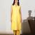 Yellow chanderi kurta set with mirrorwork, stitched