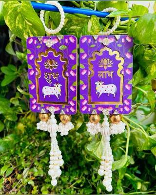 lotus cow shubh labh door hanging toran for home hanging (pack of 2) 1