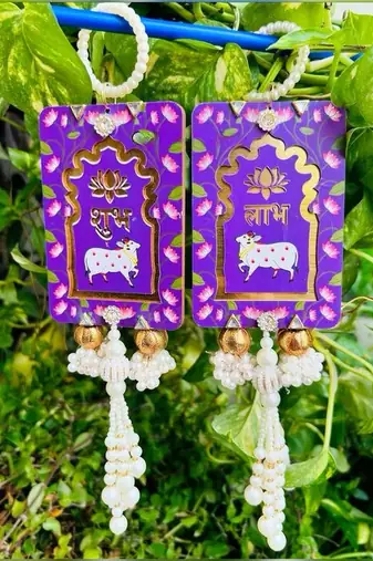lotus cow shubh labh door hanging toran for home hanging (pack of 2)