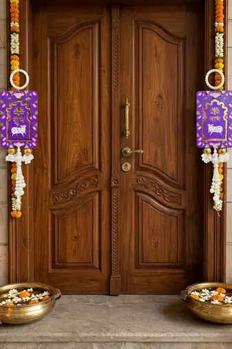 lotus cow shubh labh door hanging toran for home hanging (pack of 2)