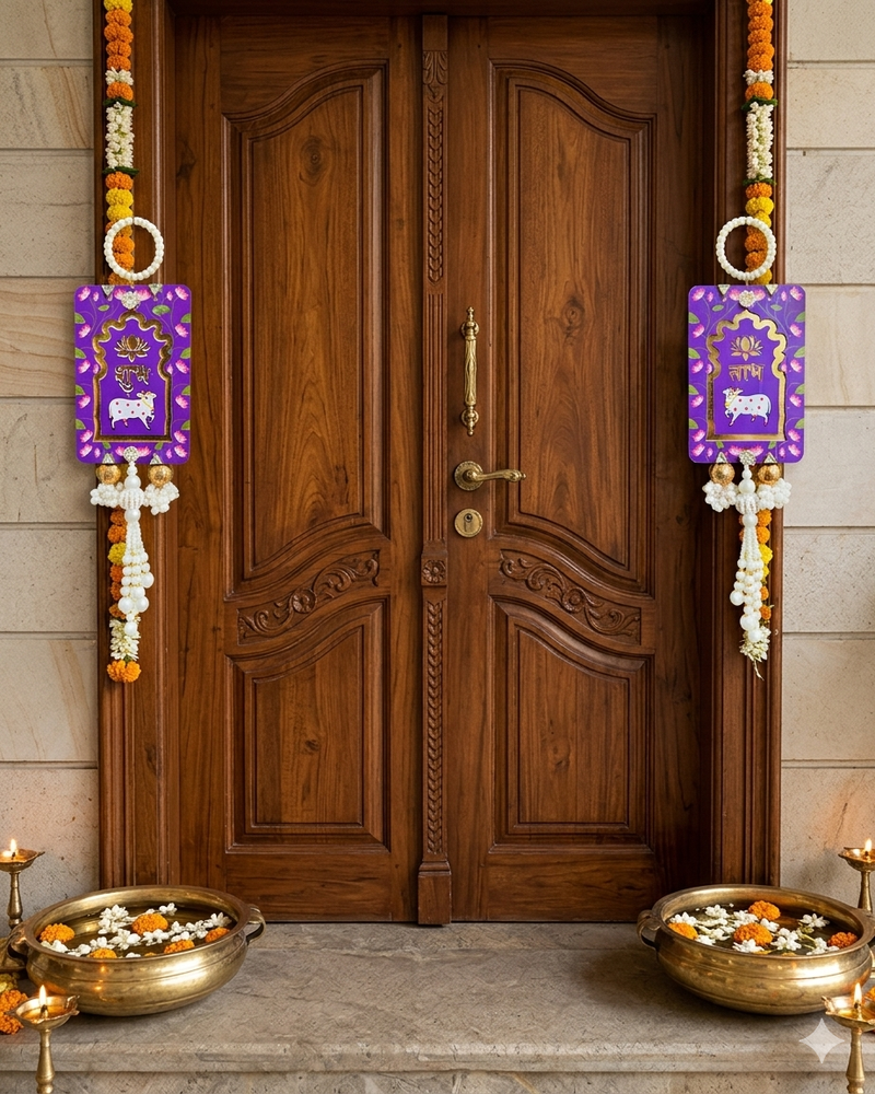 lotus cow shubh labh door hanging toran for home hanging (pack of 2)