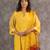 Yellow chanderi hand embellished a-line kurta set with dupatta, stitched