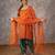 Orange tissue chnaderi kurta set with contrast salwar and matching dupatta, stitched