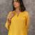 Yellow chanderi hand embellished a-line kurta set with dupatta, stitched