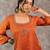 Orange tissue chnaderi kurta set with contrast salwar and matching dupatta, stitched