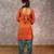 Orange tissue chnaderi kurta set with contrast salwar and matching dupatta, stitched