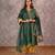 Dark green tissue chanderi kurta set with matching dupatta, stitched