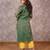 Dark green tissue chanderi kurta set with matching dupatta, stitched
