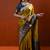 premium musturd yellow with dark olive green gajji silk blend  saree with blouse