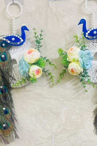 peacock ring door hanging handmade floral wall decor for home (pack of 2)