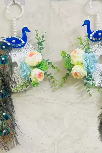 peacock ring door hanging handmade floral wall decor for home (pack of 2)