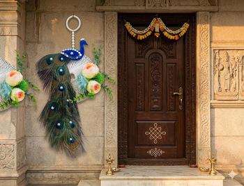 peacock ring door hanging handmade floral wall decor for home (pack of 2) 2