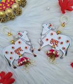 cow shubh labh mdf hanging handmade home decor (pack of 2) 