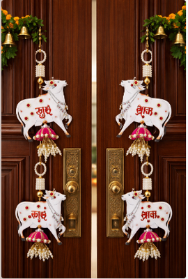 cow shubh labh mdf hanging handmade home decor (pack of 2)  2