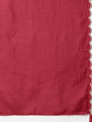 Women Maroon Solid Kurta with Palazzos & Dupatta 4