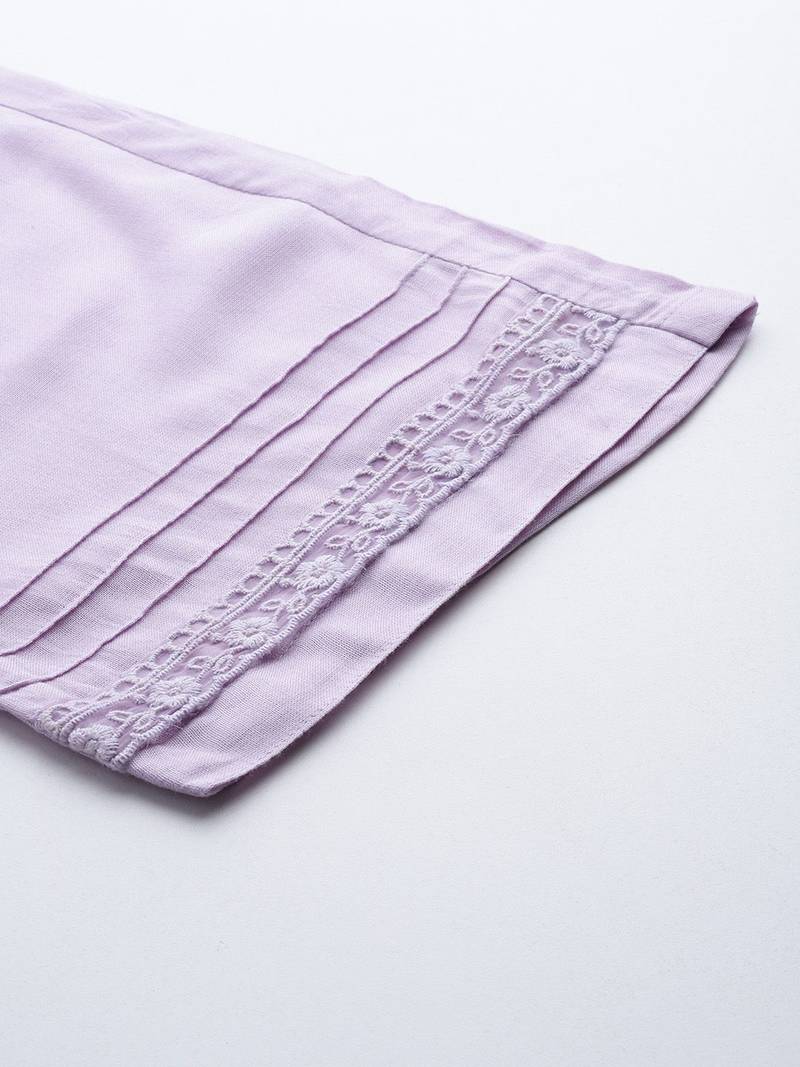 Floral Embroidered Regular Thread Work Linen Kurta with Trousers & Dupatta