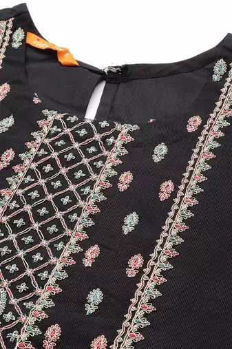 Women Ethnic Motifs Embroidered Liva Kurta with Trousers & Dupatta