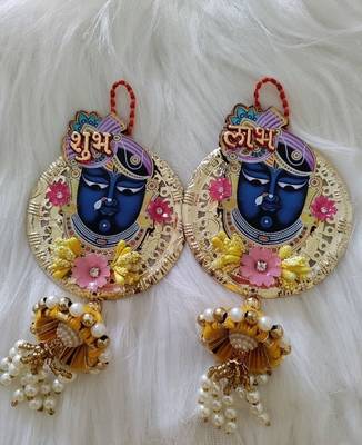 shubh labh shrinath ji door hanging decorative wall hanging home decor  (pack of 2) 1