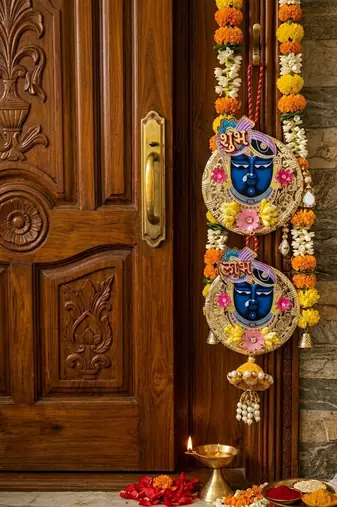 shubh labh shrinath ji door hanging decorative wall hanging home decor  (pack of 2)
