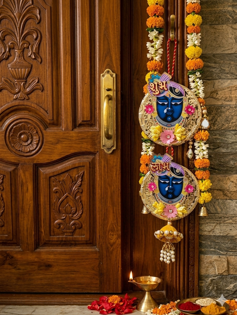 shubh labh shrinath ji door hanging decorative wall hanging home decor  (pack of 2)